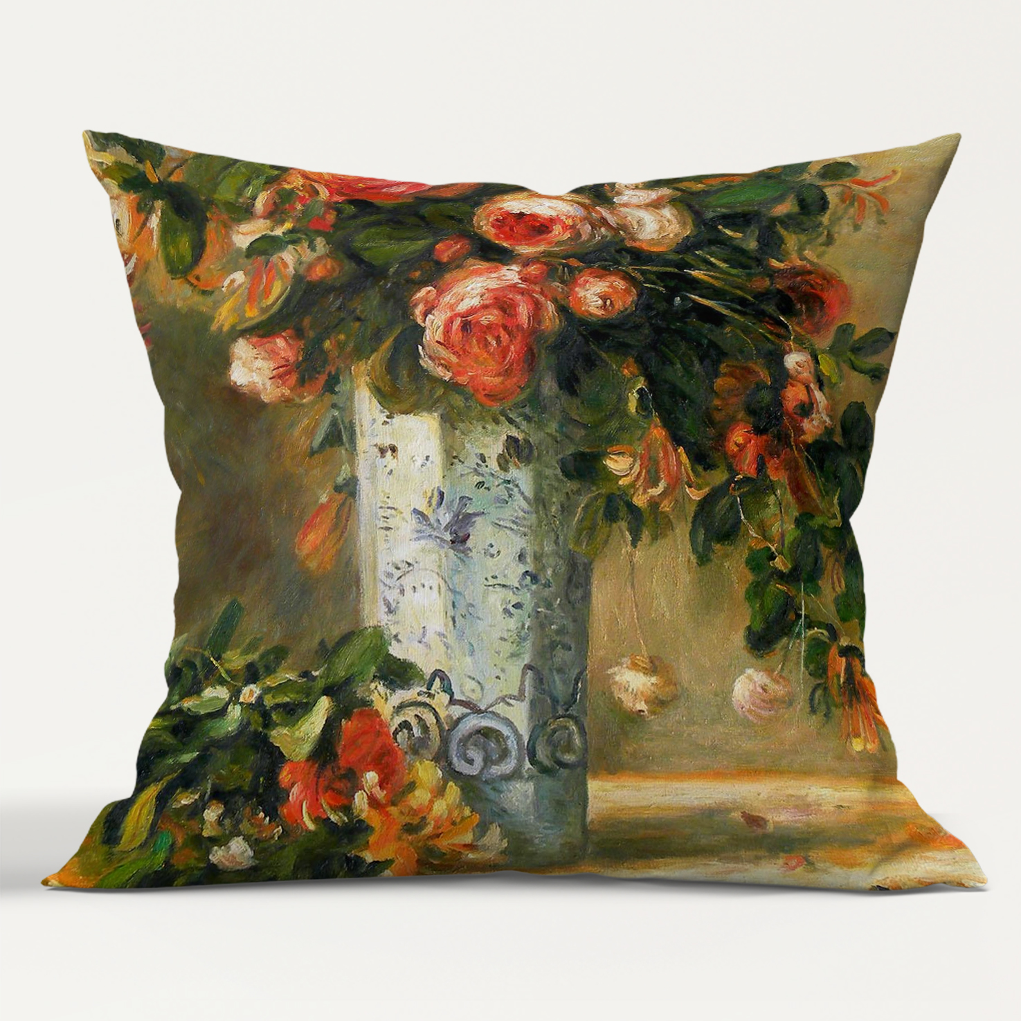 Roses And Jasmine In A Delft Vase By PierreAuguste Renoir MUR Gallery